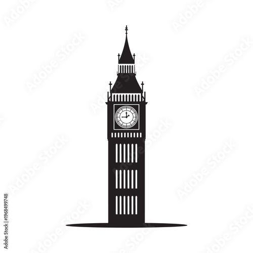 A striking black silhouette of the iconic big ben clock tower