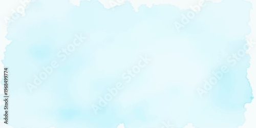Abstract blue watercolor background features fluffy white clouds and bright sunlight to create a beautiful summer sky atmosphere within a clear heaven space