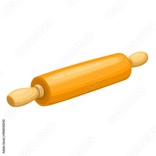 Cartoon Wooden Rolling Pin Vector Illustration