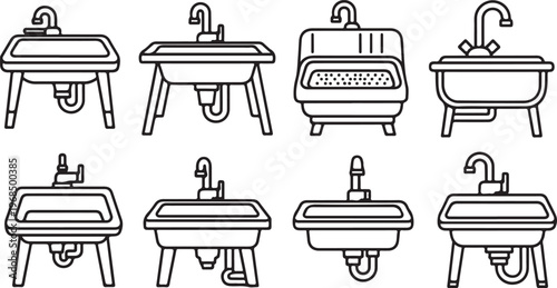 A collection of eight distinct chairs with unique designs and structures Vector