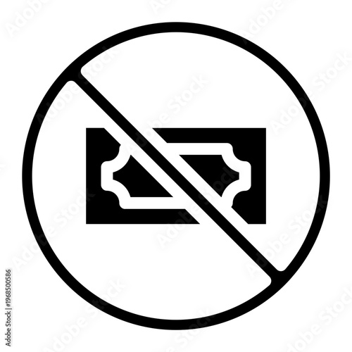 No Paper Money Solid Icon