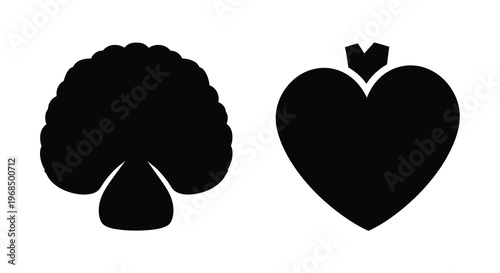 Black card suits a spade and a heart in stark silhouette