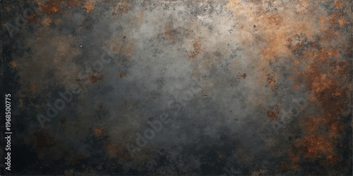 Weathered brown metal surface with a grungy texture and antique rust patterns creates a vintage aged backdrop for an industrial art design
