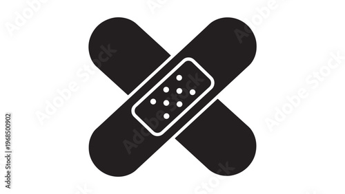 Adhesive bandage cross icon representing first aid healthcare support and medical emergency care services