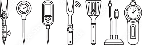 Simple line drawing of various musical instruments and accessories Vector