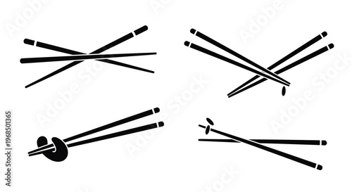 Black chopsticks arranged in various positions a striking silhouette