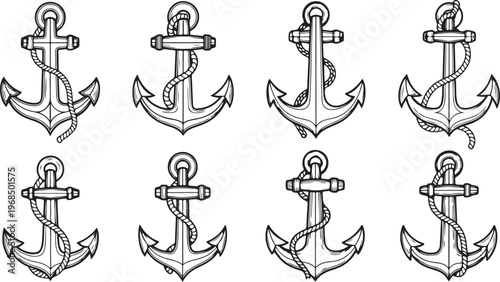 Various styles of antique brass door knobs with intricate designs Vector