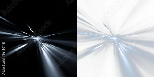 Light rays move outward from a center point on a clear background during a bright time of day