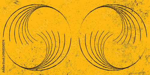 Background Line grunge spin radial black on yellow color. Pattern texture design technology