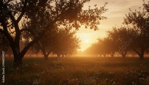 sunset in the park, sunset in the forest, sunrise in the morning