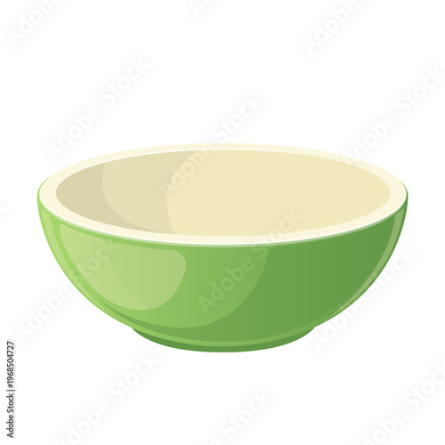 Cute Cartoon Green Bowl Vector Illustration