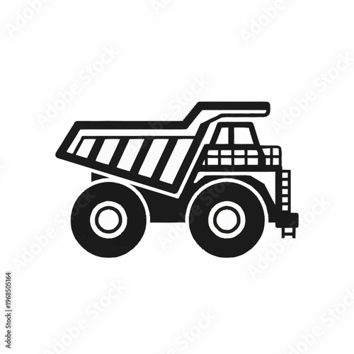 Black Silhouette of a Heavy Duty Mining Dump Truck.