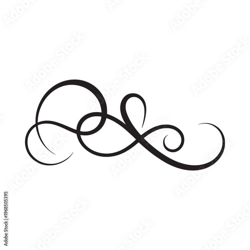 Elegant black flourish design a swirling decorative element on white