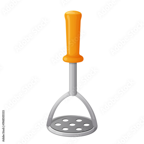 Cute Cartoon Metal Potato Masher Vector Illustration