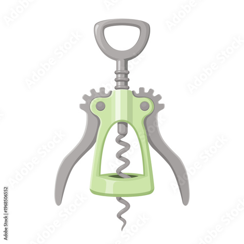 Cute Cartoon Wine Corkscrew Vector Illustration