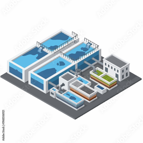 Modern Industrial Wastewater Treatment Plant Facility.