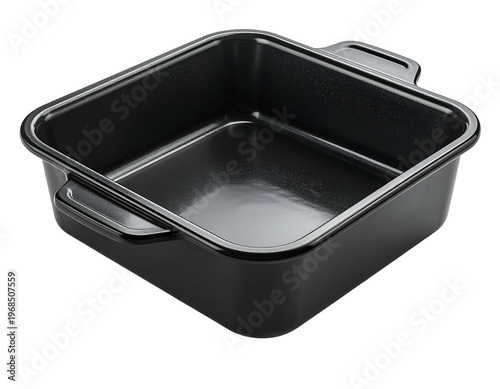 Shiny black square roasting pan with handles