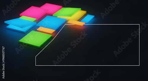 Abstract Glowing Colorful Geometric Shapes Background