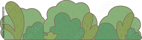 Green Bushes Nature Background Illustration