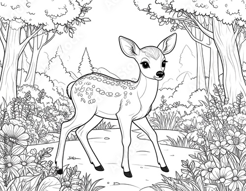A deer walking on a forest path.