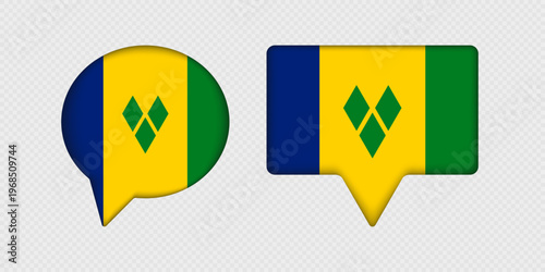 Flag of Saint Vincent and the Grenadines in speech bubble.