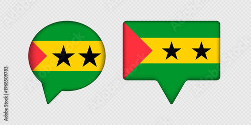 Flag of Sao Tome and Principe in speech bubble.