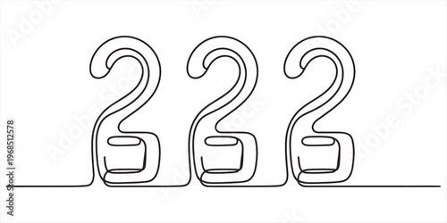 Continuous line drawing of three clothes hangers arranged in a simple row on a plain white background Vector, illustration