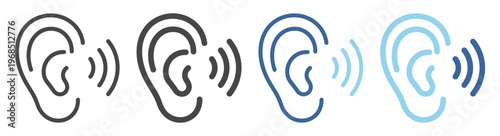 Ear communication message technology outline icon on transparent background