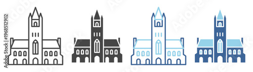 Building education school outline university icon on transparent background