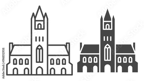 Building symbol silhouette church religion icon on transparent background