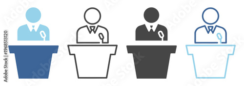 Speaker people business office outline icon on transparent background