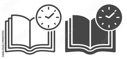 Book education study outline time icon on transparent background