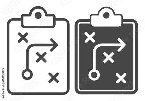 Clipboard sport play line strategy icon on transparent background