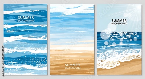 Collage of summer background images featuring nature and urban scenes