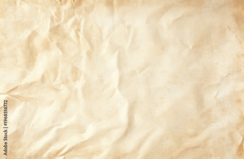Obraz premium A textured, crumpled beige parchment paper background with a vintage appearance and subtle shading.