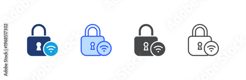 Secure icon multiple style collection. Vector illustration.
