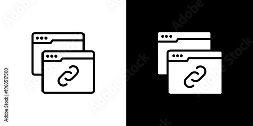Link Building icon concept with flat Black White Background. Vector illustration.