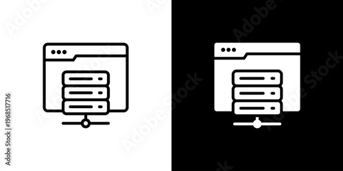 Web Hosting icon concept with flat Black White Background. Vector illustration.