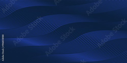 3D modern wave curve abstract presentation background. Luxury paper cut background. Abstract decoration, golden pattern, halftone gradient, 3d vector illustration. Unique dark blue background