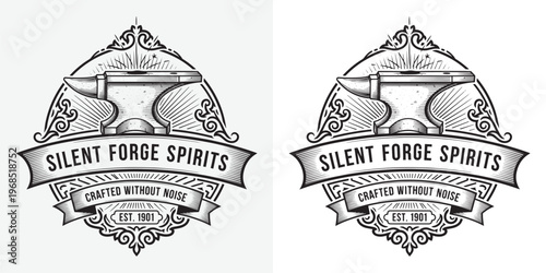 Silent Forge Spirits Anvil Logo for Blacksmith Themed Distillery Brand