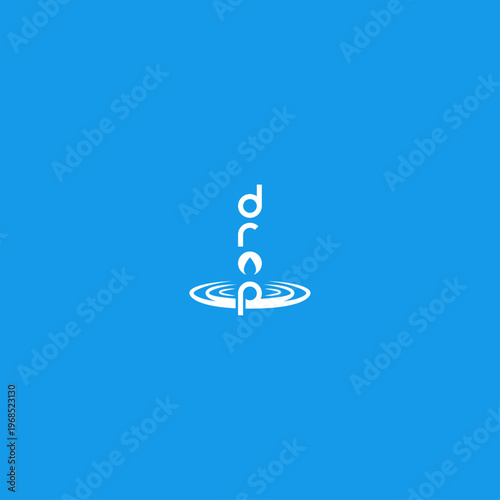 Drop water, typographic logo, vertical text.