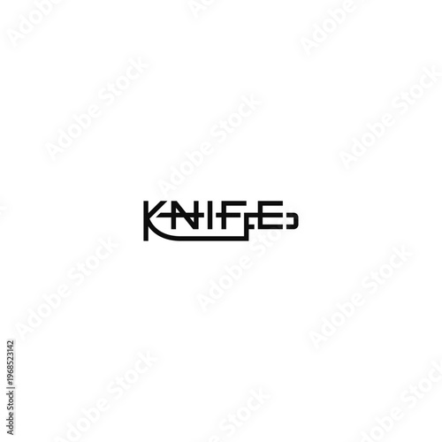 Knife shaped text, black logo design.