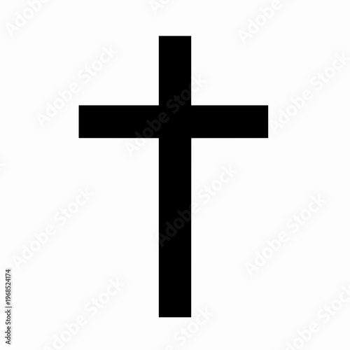 Minimalist Black Christian Cross Icon, Flat Vector Illustration of a Religious Crucifix Symbol for Faith and Spirituality Concept, Isolated on White Background for Graphic Design and Church Branding.