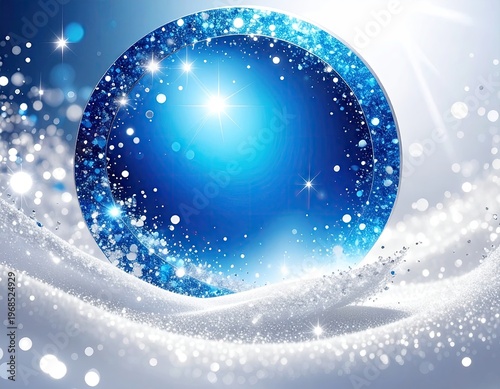 Blue Shiny Sphere with Sparkling Light Effects.