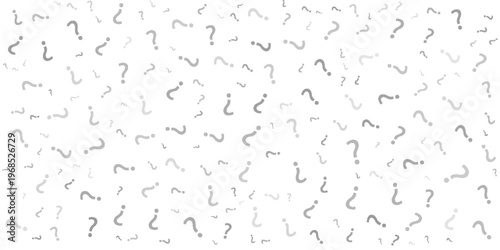 Question mark seamless pattern. Repeating interrogation patern. Hand drawn black simple icon on white sample background. Repeated modern wallpaper for design prints. Repeat swatch.