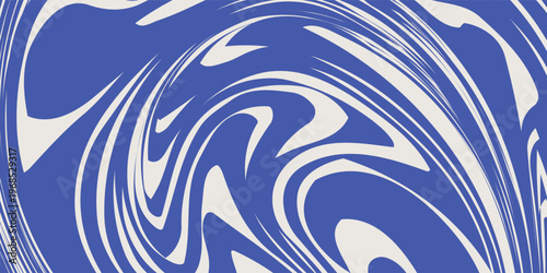 Blue wavy lines abstract background. Trendy psychedelic retro style backdrop. Waves, swirl and twirl pattern. Twisted distorted vector texture. Y2k aesthetic design