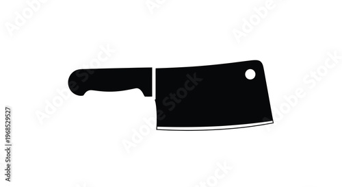 A black silhouette of a cleaver a large kitchen cutting tool