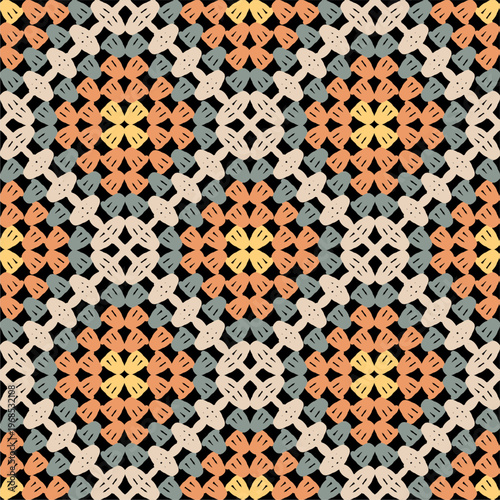 Pattern with crochet granny square wallpaper handmade decorative art design print