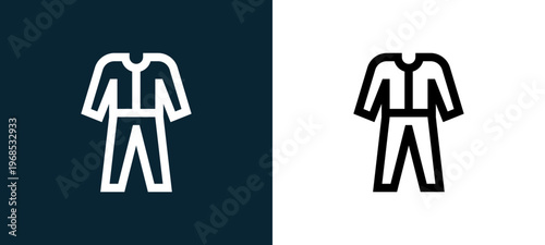 Two-color diving outline icon pair in black and white, editable stroke vector illustration for web, mobile apps, UI design, branding, and print from water park