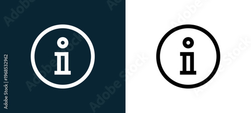 Two-color info outline icon pair in black and white, editable stroke vector illustration for web, mobile apps, UI design, branding, and print from water park
